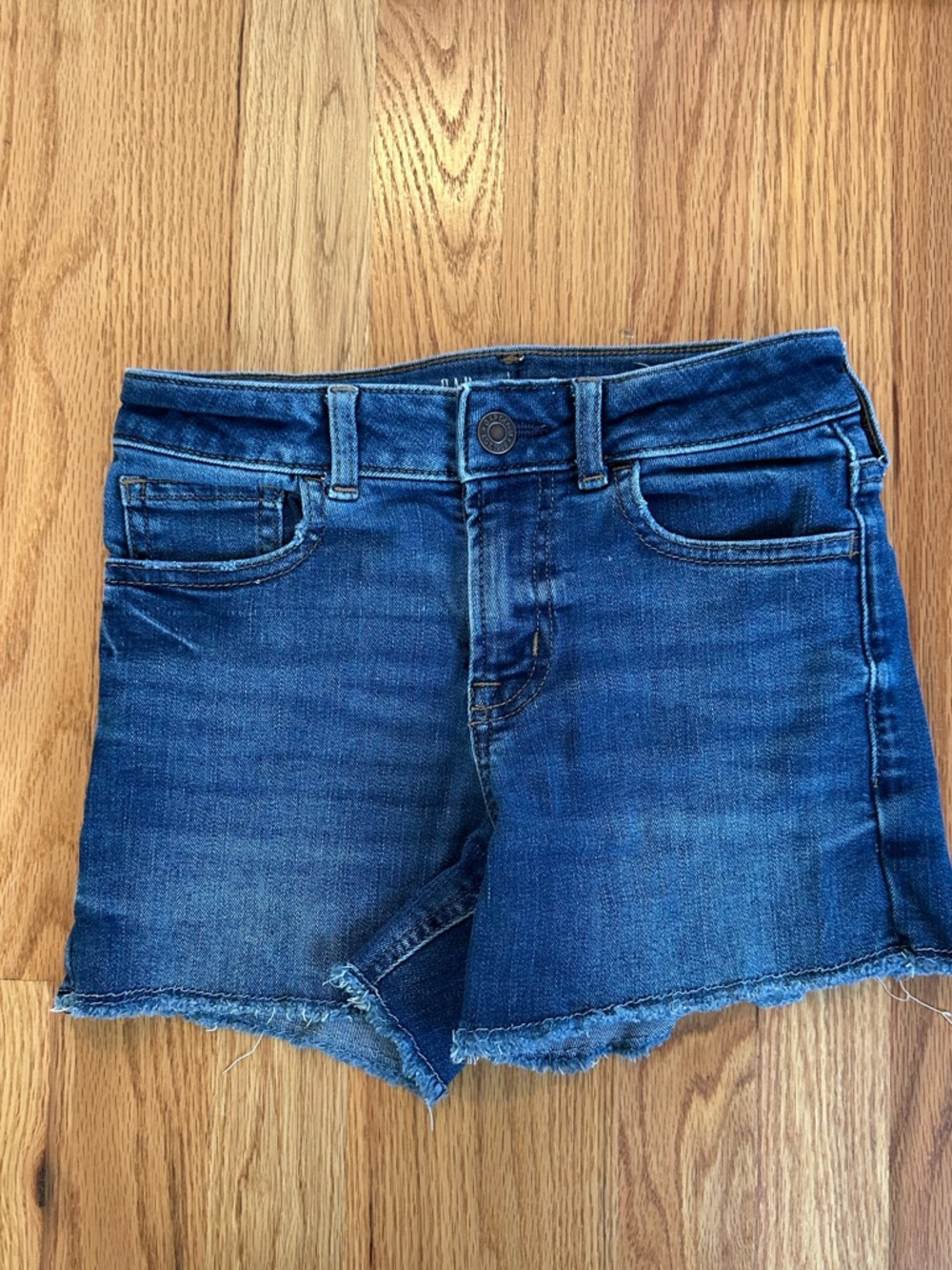 Classic Dark Blue Denim midi high rise Shorts from Gap Kids